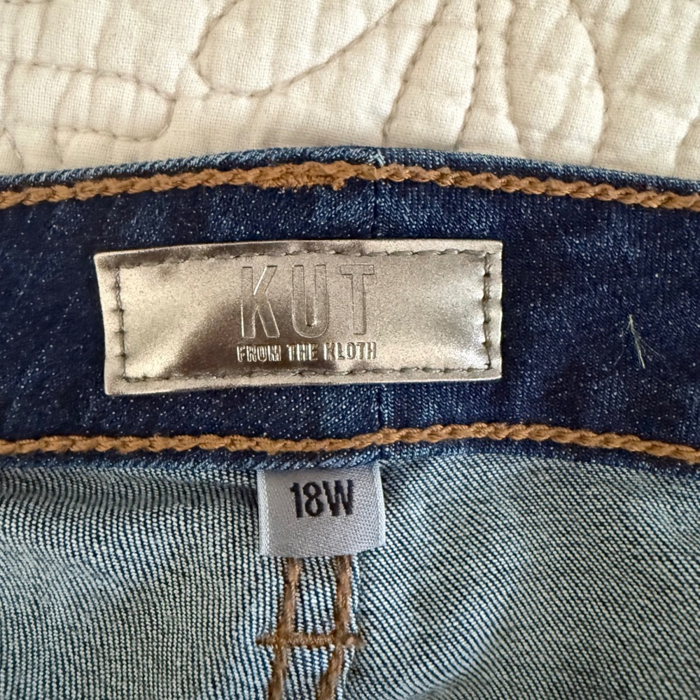 KUT From The Kloth Catherine Boyfriend Jeans Dark Wash Cuffed Stretch 18W - Picture 4 of 8